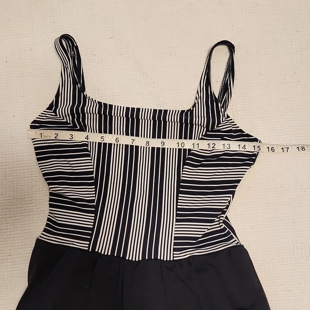 Vintage Jantzen dark navy/white  striped one-piece swimsuit/romper